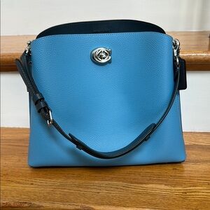 Coach Blue and Navy Leather Shoulder Bag